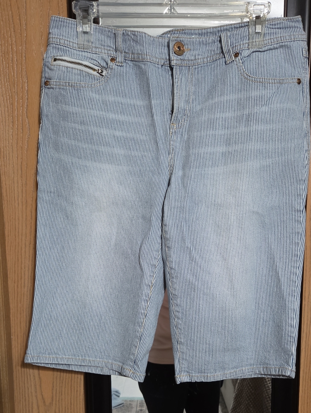 Men's Relaxed Light Blue Pinstripe Jeans Shorts